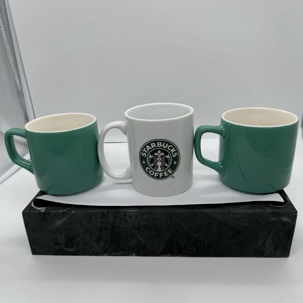 Starbucks Coffee Mug Lot 3 Siren Logo 2006 2021 Green White 11oz Collector